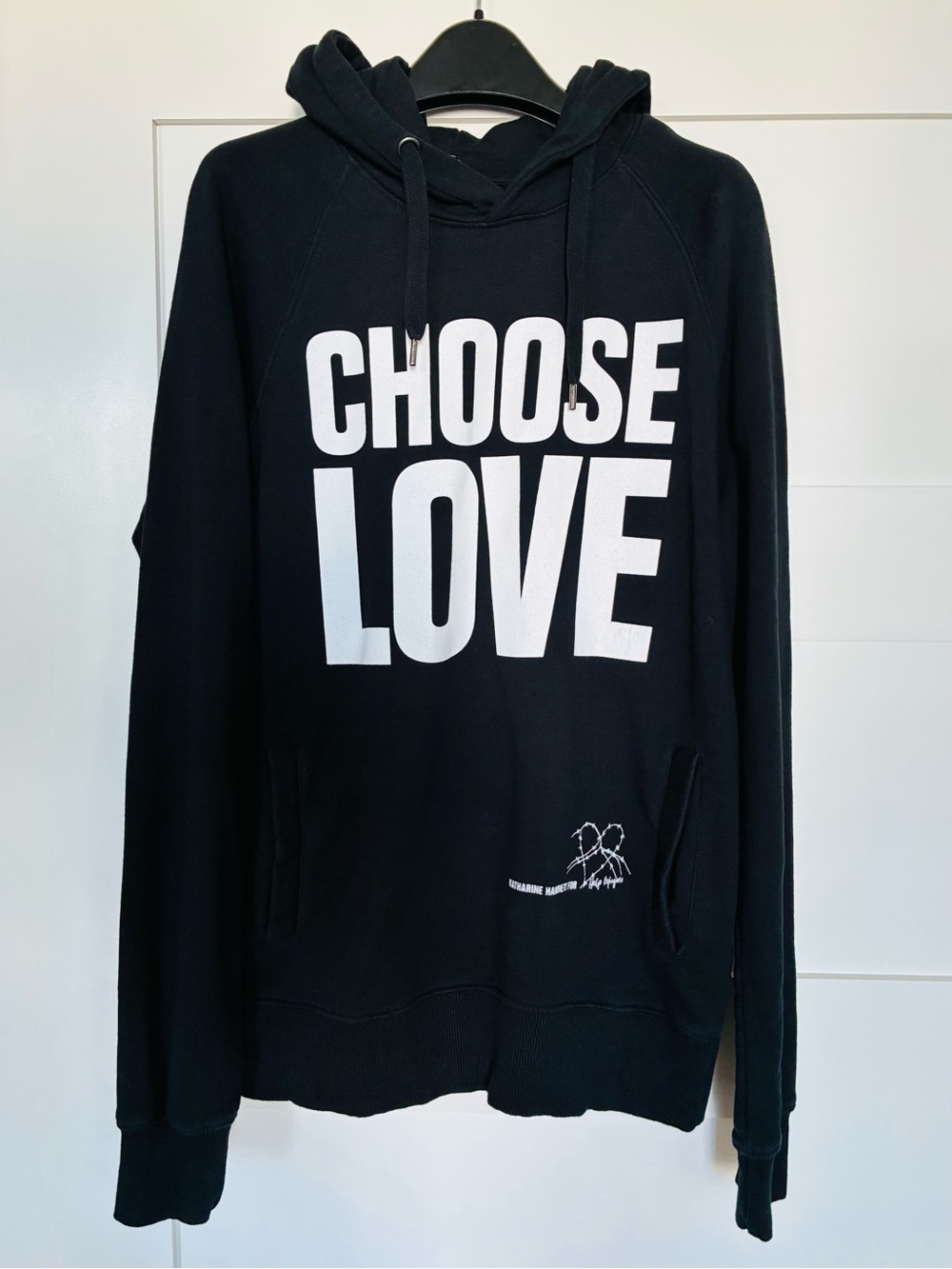 Small Katharine Hamnetat "Choose Love" Black Hoodie Sweatshirt
